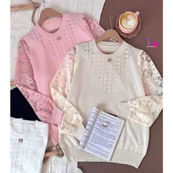 بافت آستین گیپور یقه پاپیونی