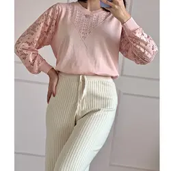 بافت آستین گیپور یقه پاپیونی