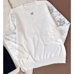 بافت آستین گیپور یقه پاپیونی