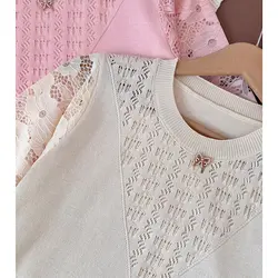 بافت آستین گیپور یقه پاپیونی