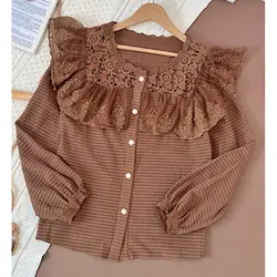 شومیز یقه توری پرنسسی