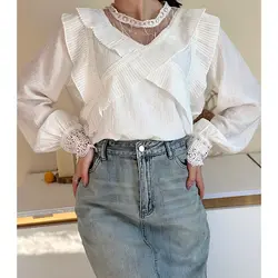 شومیز سفید یقه پلیسه