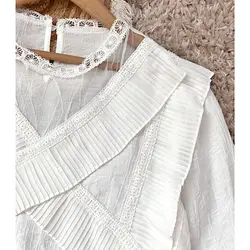 شومیز سفید یقه پلیسه