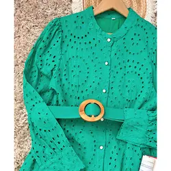 پیراهن خامه دوزی کمردار