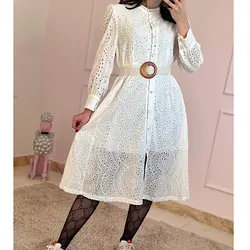 پیراهن خامه دوزی کمردار