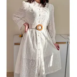 پیراهن خامه دوزی کمردار