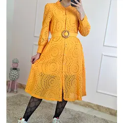 پیراهن خامه دوزی کمردار