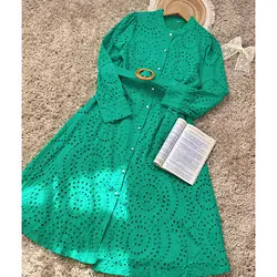 پیراهن خامه دوزی کمردار