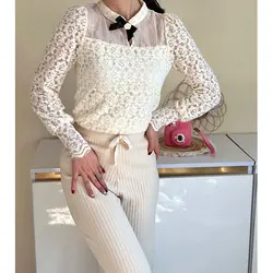 شومیز دانتل یقه پاپیونی