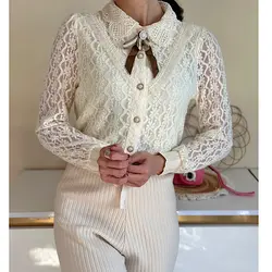 شومیز دانتل یقه دار