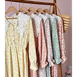 پیراهن گلگلی یقه دانتل