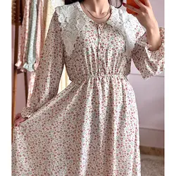 پیراهن گلگلی یقه دانتل