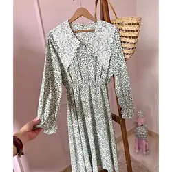 پیراهن گلگلی یقه دانتل