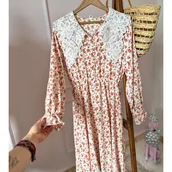 پیراهن گلگلی یقه دانتل