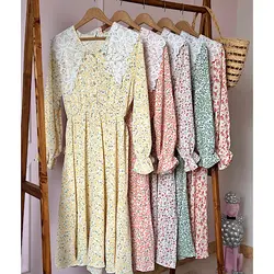 پیراهن گلگلی یقه دانتل