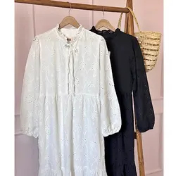 پیراهن خامه دوزی ماکسی ۴ دکمه وارداتی