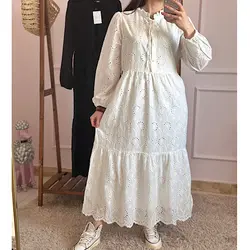 پیراهن خامه دوزی ماکسی ۴ دکمه وارداتی