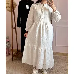 پیراهن خامه دوزی ماکسی ۴ دکمه وارداتی