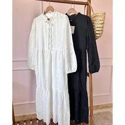 پیراهن خامه دوزی ماکسی ۴ دکمه وارداتی