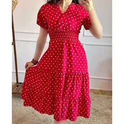 پیراهن خالخالی قرمز