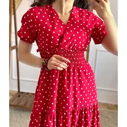 پیراهن خالخالی قرمز