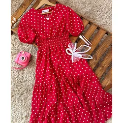 پیراهن خالخالی قرمز