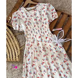 پیراهن سفید گل قرمز