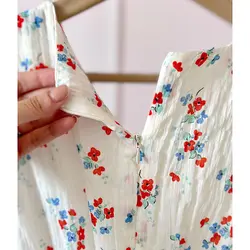 پیراهن سفید گل قرمز