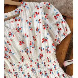 پیراهن سفید گل قرمز