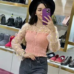 شومیز بابونه جلو زیپ