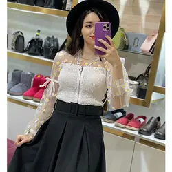 شومیز بابونه جلو زیپ