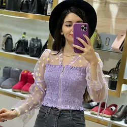شومیز بابونه جلو زیپ