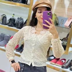 شومیز دانتل پرنسسی کرم
