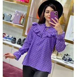 شومیز چیندار خورشیدی تم بنفش