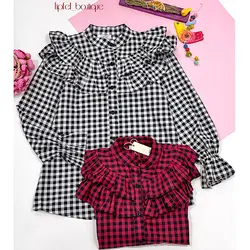 شومیز چیندار چهارخونه خورشیدی