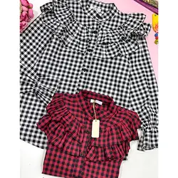 شومیز چیندار چهارخونه خورشیدی