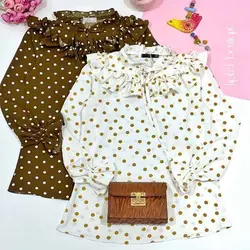 شومیز چیندار خالخالی