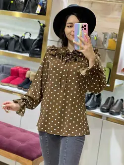 شومیز چیندار خالخالی