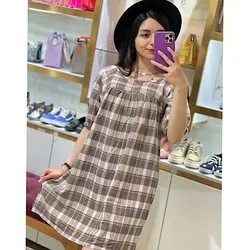 پیراهن کوتاه چهارخونه