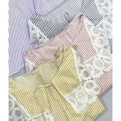 شومیز راه راه یقه خامه دوزی