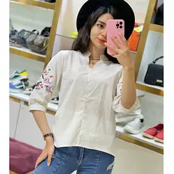 شومیز سفید آستین گلدوزی