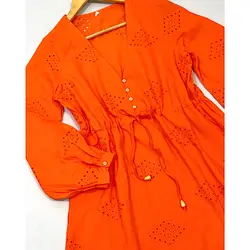 مانتو پیراهنی خامه دوزی نارنجی