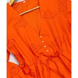 مانتو پیراهنی خامه دوزی نارنجی