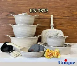 ست قابلمه 16 پارچه یونیک رنگ کرم مدل رز UN-7879