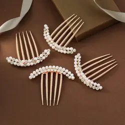 شانه فلزی شینیون نگین مروارید