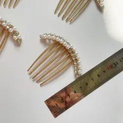 شانه فلزی شینیون نگین مروارید