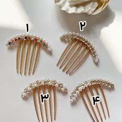 شانه فلزی شینیون نگین مروارید