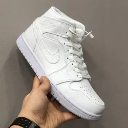 ایر جردن 1 سفید Jordan 1 Mid Triple White