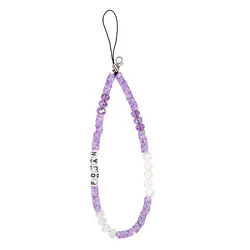 آویز موبایل ( بند گوشی )  وینا با  اسم دلخواه مدل Purple And Pearls