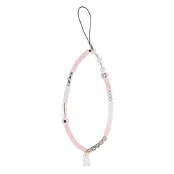آویز موبایل ( بند گوشی )  وینا با اسم دلخواه مدل Cute Pink And White